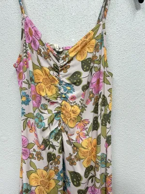 Vtg Floral Slip Dress XS Y2K Retro 70s Inspired Boho Festival Midi Hippie Garden thumbnail 11