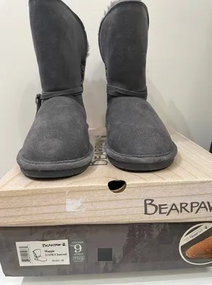 Bearpaw Maggie Charcoal Grey Suede Knit Back Winter Boots 2116W Womens 9 thumbnail 1