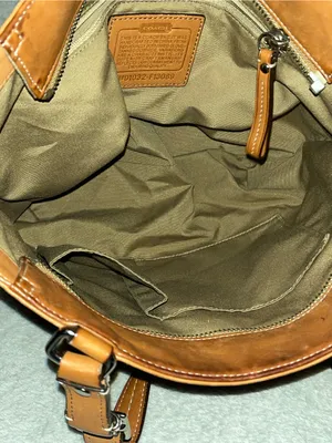 Coach Hamilton (or Hampton-style) cognac/tan leather tote bag with silver-tone thumbnail 11