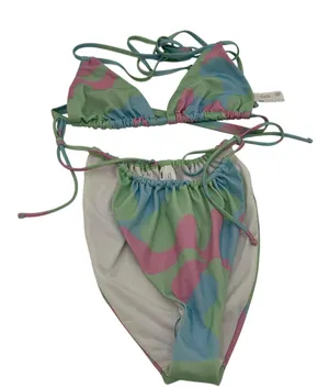 ASOS Design Fuller Bust Triangle Bikini Pastel Camo Print Size 36DD-E / 14 thumbnail 1
