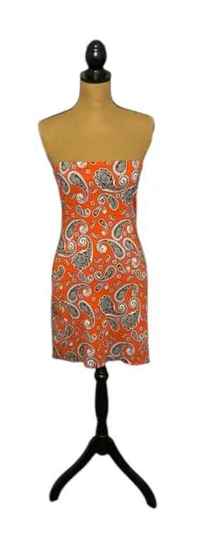 Urban Outfitters Kristy Tube Dress M Red Paisley Strapless Mini Y2K Bodycon thumbnail 1
