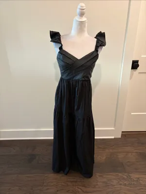 New With Tags THML Black Tiered Maxi Dress with Pockets Sz S thumbnail 3