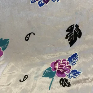 Vintage 80s Oscar de la Renta Silk Scarf Fringe Floral Purple & Teal Japan 52x11 thumbnail 7