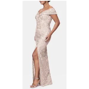 Xscape Evenings Floral Embroidery Off the Shoulder Sheath Gown Blush Size 10 thumbnail 3