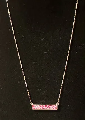 Boutique Gold pink floral pendant necklace thumbnail 3