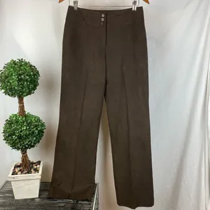 Sandro Brown Faux Suede Wide Leg Trouser Pants 6 thumbnail 2