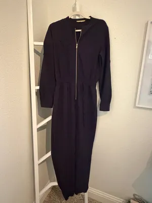 Women’s Navy with Gold-Zip Utility Jumpsuit thumbnail 2