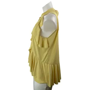 Zara Women's Butter Yellow Halter Ruffle Sleeveless Tiered Peplum Blouse Top M thumbnail 2