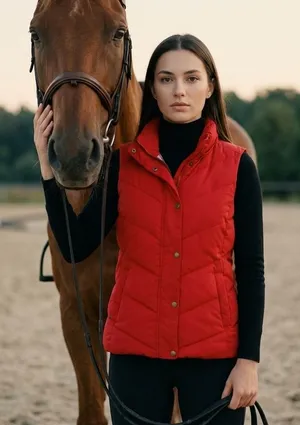 Gap Winter Edition Y2k Red Puffer Vest Chevron Quilted Small Outdoors Cozy Cabin thumbnail 1