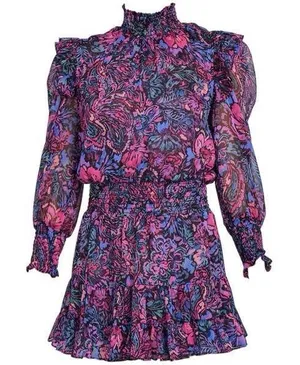 Misa Los Angeles Dress Size Large Sheer Smocked Mini Purple New With Tags thumbnail 1