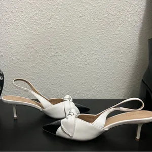 Ann Taylor Black and White Bow Heels thumbnail 4
