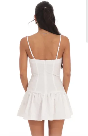 Lucy in the Sky white corset double bow drop waist dress thumbnail 2