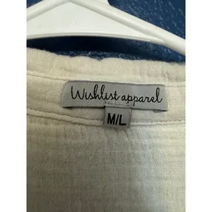 Wishlist Apparel Colorblock Gauze Button Down‎ Shirt Cream Blue Tan M/L Boho (B) thumbnail 3