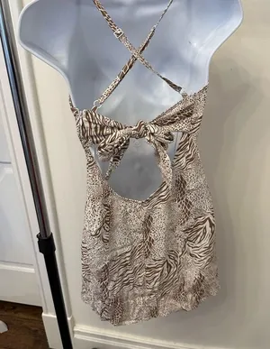 Kimchi Blue Urban Outfitters Animal Print Mini Dress Open Back Bow NWOT thumbnail 4
