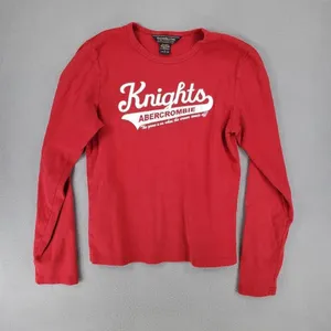 Abercrombie & Fitch‎ red long sleeve shirt with white lettering thumbnail 1