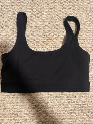 KITH Laila Double Scoop Black Sport Lounge Bra Logo Tape- Size Medium thumbnail 8