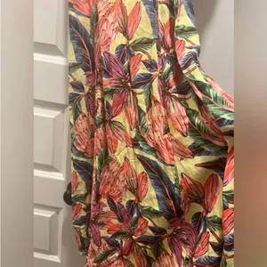 Farm Rio x Anthropologie Puff-Sleeve Sweetheart Linen‎ Midi Dress size XS thumbnail 10