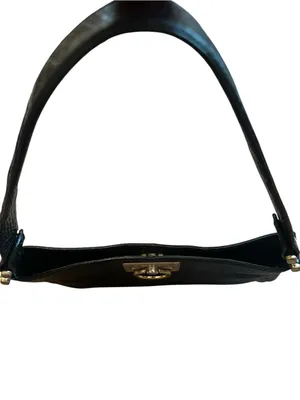 Vintage Ann Taylor Black Croc Embossed Leather Shoulder Bag Brass Hardware 90s thumbnail 6