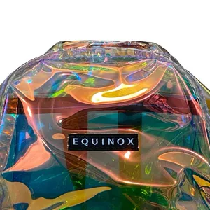 Equinox Women's Metallic Transparent Hologram Iridescent Waterproof Backpack OS thumbnail 5