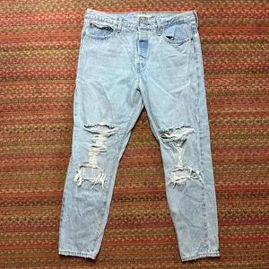 Levis Light Wash Wedgie Distressed Slim Fit Jeans Beach Ripped thumbnail 1