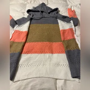 Striped Knit Zip-Up Hoodie - NWOT - Size M thumbnail 7