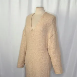 ZARA Alpaca Knit Midi Dress Light Tan Sand Coastal Blogger Favorite Medium thumbnail 7
