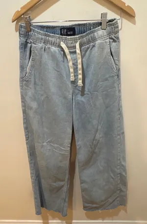 GAP High Rise‎ Wide-Leg Denim Pull On Jogger Pants Light Wash Small 100% Cotton thumbnail 1