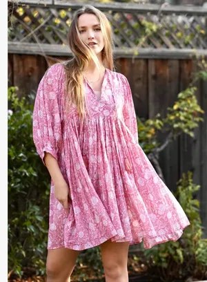 NWT Dolma Raya Block Printed Mini Dress Sz M thumbnail 1