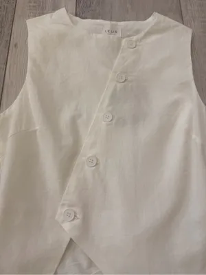 Anthropologie NWT Le Lis Luana Asymmetrical Cotton Minimalistic Neutral Top size xs thumbnail 8
