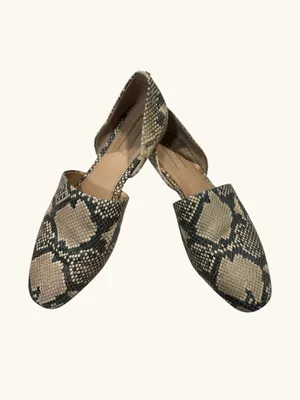 Antonio Melani Leather Snakeskin D'Orsay Flats 8M Python Printed Pointed Slip On thumbnail 4