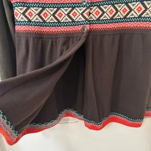 Womens Fair Isle Geometric Pattern Cardigan‎ Sweater Chocolate Brown Sz M thumbnail 3