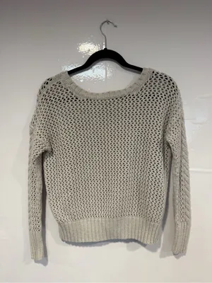 American‎ Eagle Cable Knit Sweater Crewneck - grey thumbnail 3