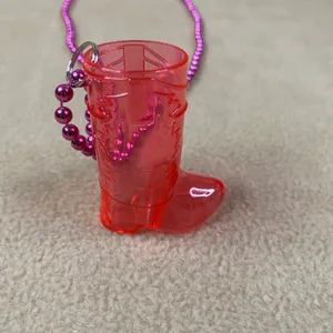 Pink Cowboy Boot Charm Necklace Fun Fiesta Party‎ Accessory Plastic Shot Glass thumbnail 5