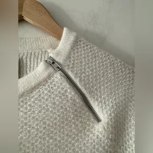 Abercrombie & Fitch White‎ Cream Zipper Detail Knit Sweater thumbnail 5