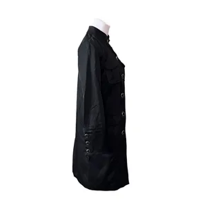 Dana Buchman‎ Black Trench Coat Zebra Lining Mandarin Collar sz XS Weathergear thumbnail 4