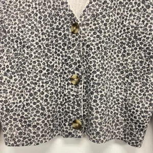 Madewell women's cropped ditsy floral ivory black sweater cardigan sz S 3 button thumbnail 5