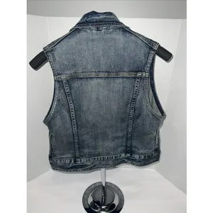 Vintage 90s Style Express Denim Blue Jean Jacket Sleeveless Vest, M thumbnail 3