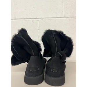 UGG as is Sz 8 Syden Black Suede Sheepskin Cuffable Boots 1120702 buckle ankle thumbnail 2
