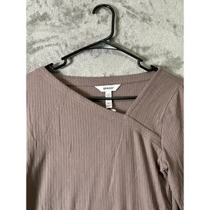 SPANX Rib Asymmetrical Neck Top Smoke Taupe Elevated Basics Capsule Wardrobe New thumbnail 2