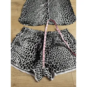 NWOT‎ Womens Loft black white leopard print satin button up shorts pajamas MP SP thumbnail 9