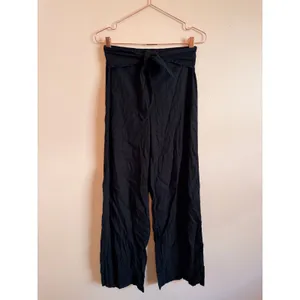 INC Wide Leg Pants Women XS Black Linen‎ Blend Tie Waist High Rise Trousers thumbnail 3