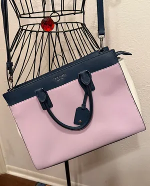 💓💓💓BOGOHO💓💓💓Kate Spade Pink and Navy Saffiano Leather Tote thumbnail 1