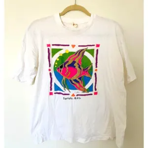VTG Pacific 90s Single Stitch Vibrant Fish Logo Tortola Short Sleeve Tee L thumbnail 1