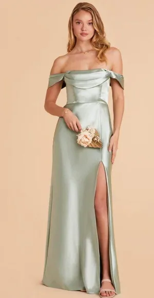 Birdy Grey Mia Dress Shiny Satin Sage thumbnail 1
