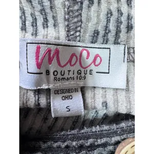 MoCo Boutique Women's S Gray Leopard Hoodie Sweatshirt Button Front Ribbed Trim‎ thumbnail 5