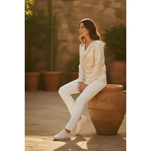 Diomi Reversible Cowl Neck Satin Blouse White Gold‎ Medium NWT thumbnail 7