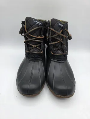 Sperry Women's Saltwater Quilted Duck Boot Size Waterproof Black Slip On Boots thumbnail 3