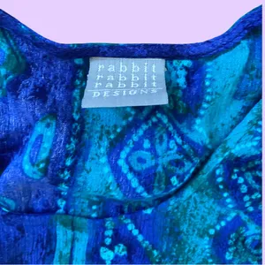Vintage 90s Blue Patterned Cropped Top 🔥 Size 10 thumbnail 4