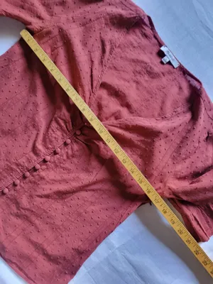 Madewell Women's Rust Red Button-Front V-Neck Blouse Size 6 thumbnail 6