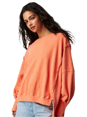 Free People We The Free Camden Sweatshirt Pomplemousse Orange Extra Small thumbnail 1